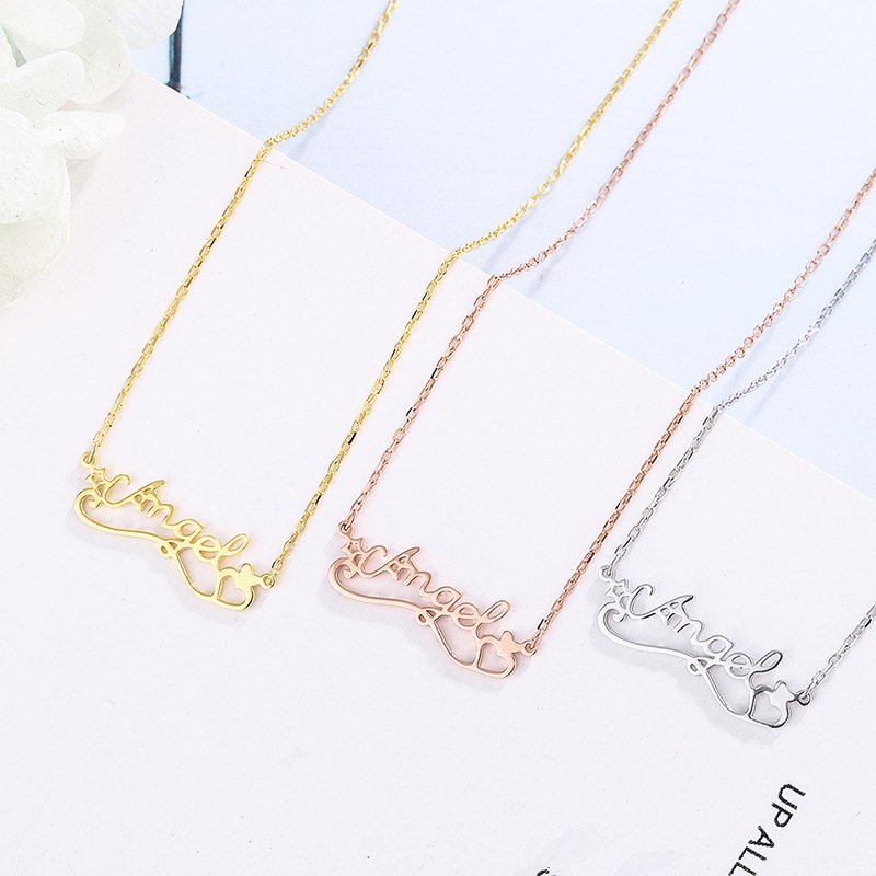 Fall/Winter 2020 new English alphabet sterling silver necklace female S999 sterling silver all-match English pendant clavicle chain