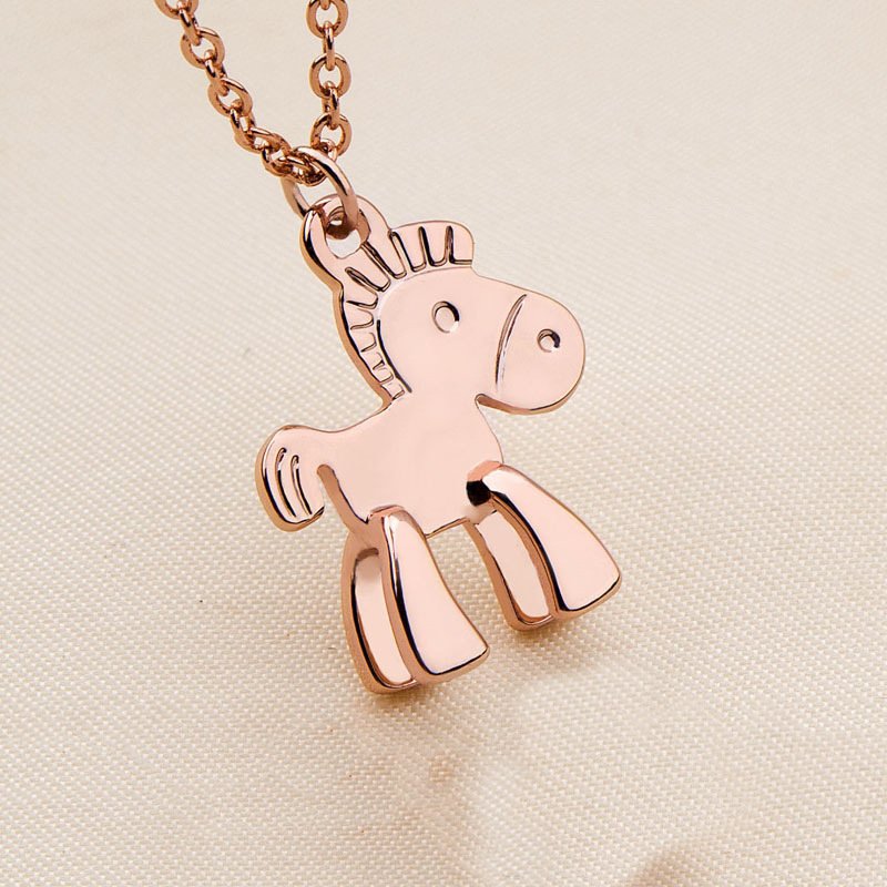 Three-dimensional carousel pendant female Japanese simple pendant silver jewelry gift