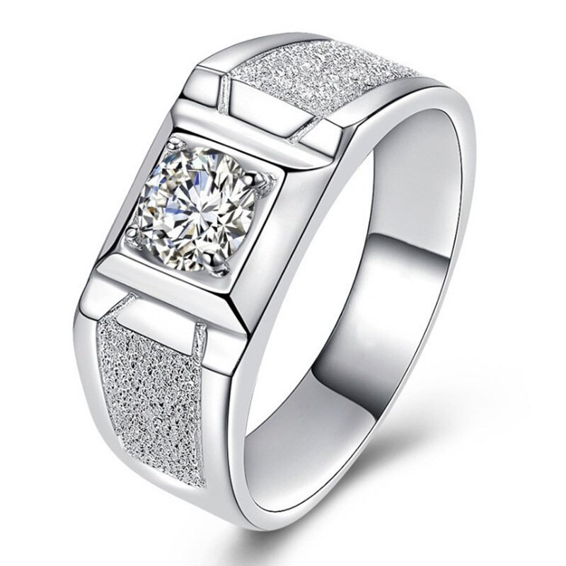 925 silver diamond ring men's platinum diamond ring domineering 18k frosted wedding gift ring