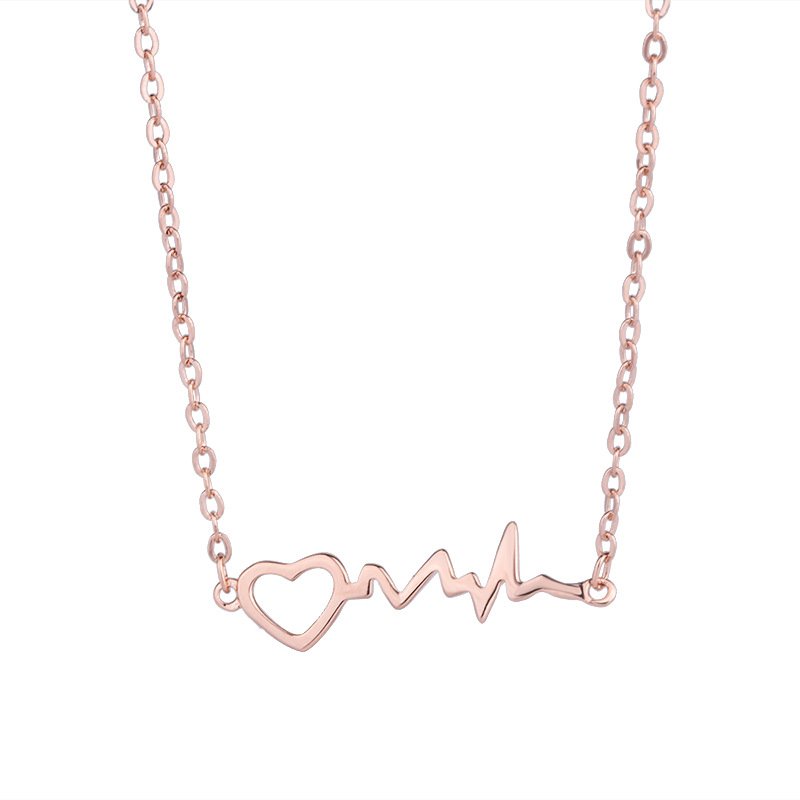 Creative s999 sterling silver electrocardiogram necklace women 2020 new light luxury love clavicle chain heartbeat induction