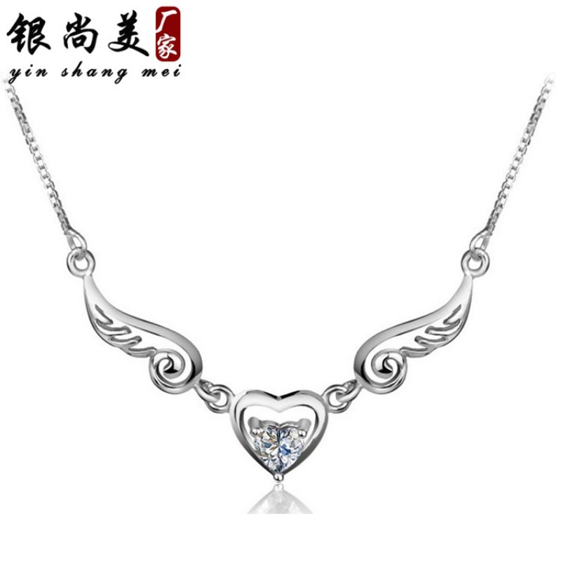 925 Angel Lovers Clavicle Chain Love Necklace for Women, Amethyst Necklace for Women