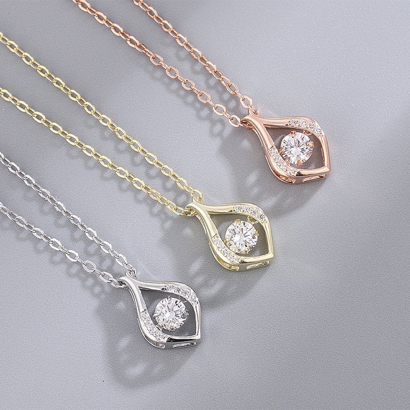 s999 pure silver mermaid necklace women's simple and versatile water drop smart necklace beating heart necklace