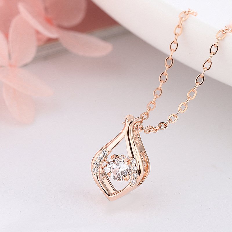 s999 pure silver mermaid necklace women's simple and versatile water drop smart necklace beating heart necklace