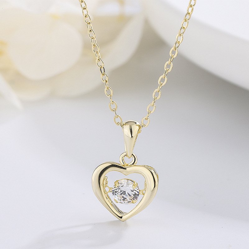 New s999 sterling silver love heart necklace female simple fashion beating heart clavicle chain Christmas gift