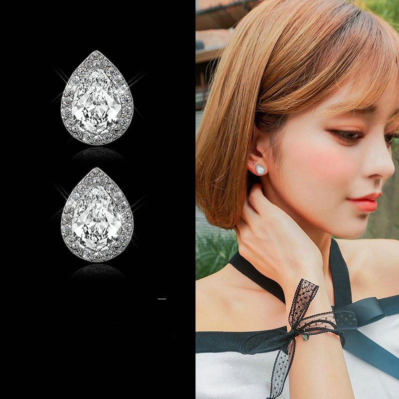 Micro inlaid stone earrings female temperament personality raindrop earrings earrings earrings