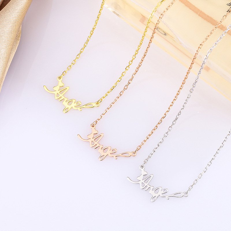 Autumn and winter 999 sterling silver English alphabet necklace female tide simple and creative sweater chain necklace