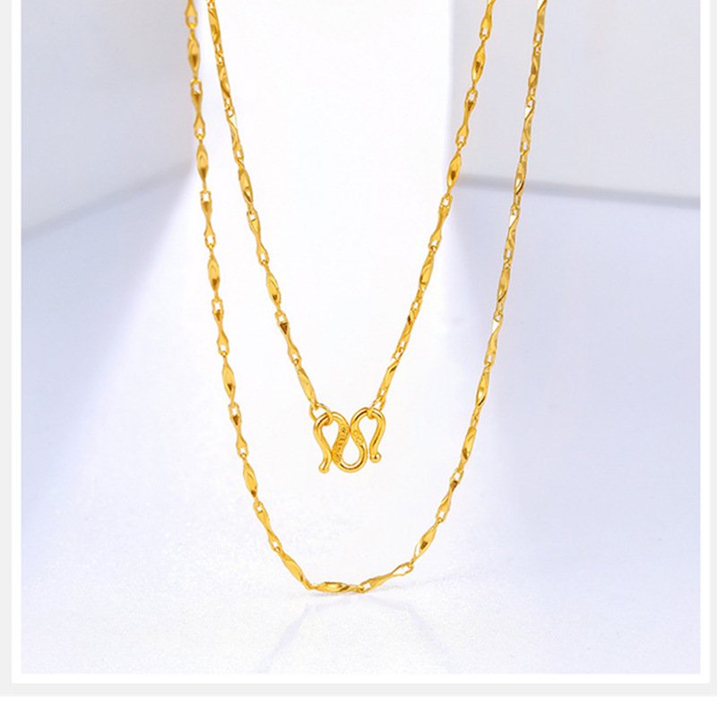 Gold Ingot Necklace, Ladies' Gold Thin Chain, Vietnamese Sand Gold Bridal Necklace