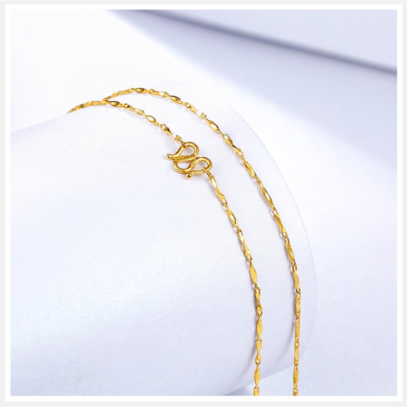 Gold Ingot Necklace, Ladies' Gold Thin Chain, Vietnamese Sand Gold Bridal Necklace