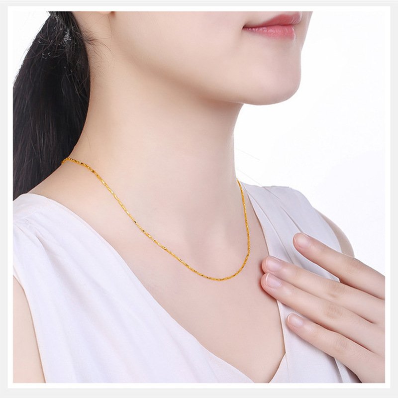 Gold Ingot Necklace, Ladies' Gold Thin Chain, Vietnamese Sand Gold Bridal Necklace