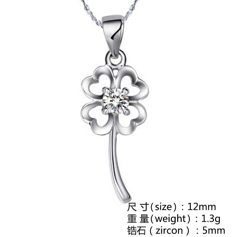 Four Leaf Clover Necklace Silver Clavicle Chain Female Simple Pendant Temperament Jewelry Accessories