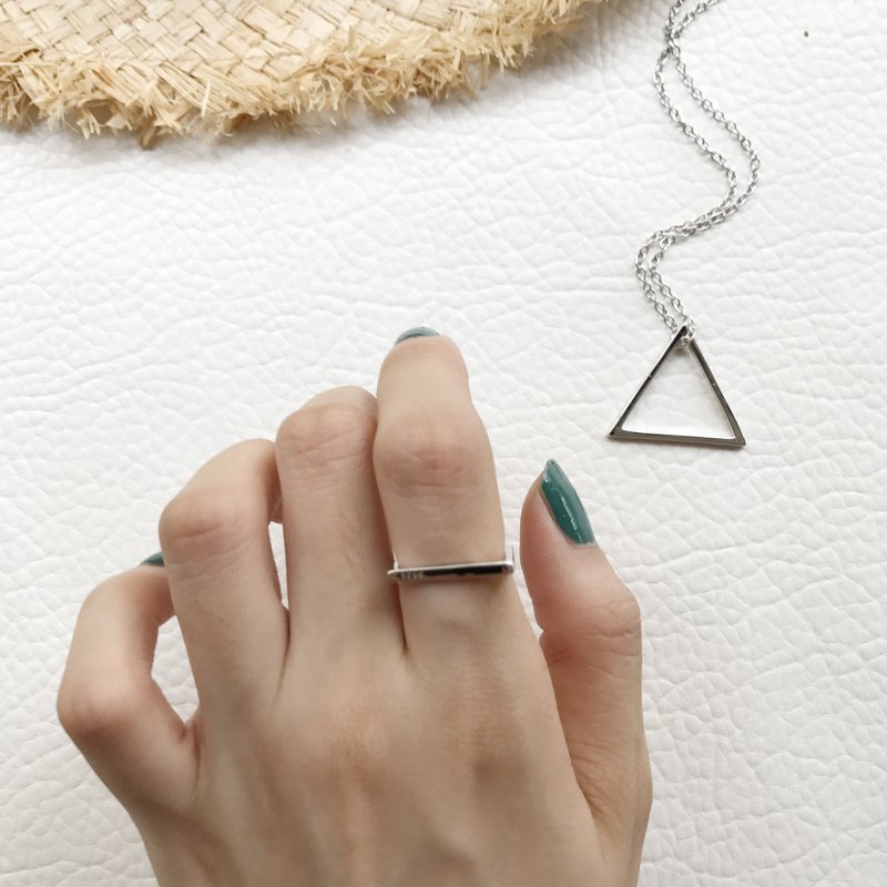 Silver S925 Sterling Silver Square Triangle Geometric Shape Modern Personality Necklace Pendant