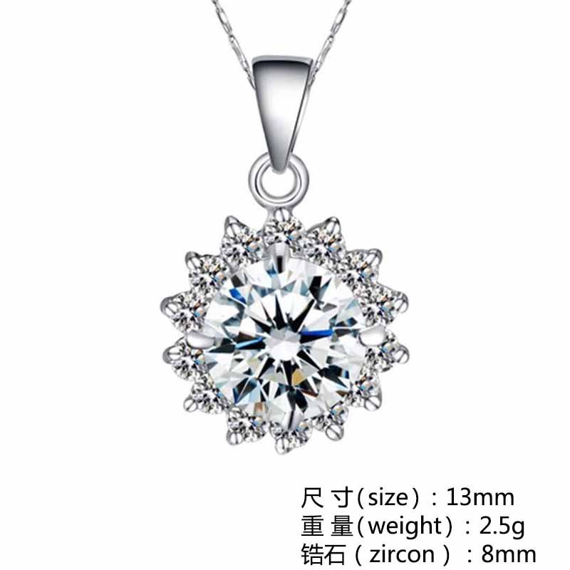 Sunflower full of diamonds and gypsophila pendant short snowflake clavicle necklace 925 jewelry