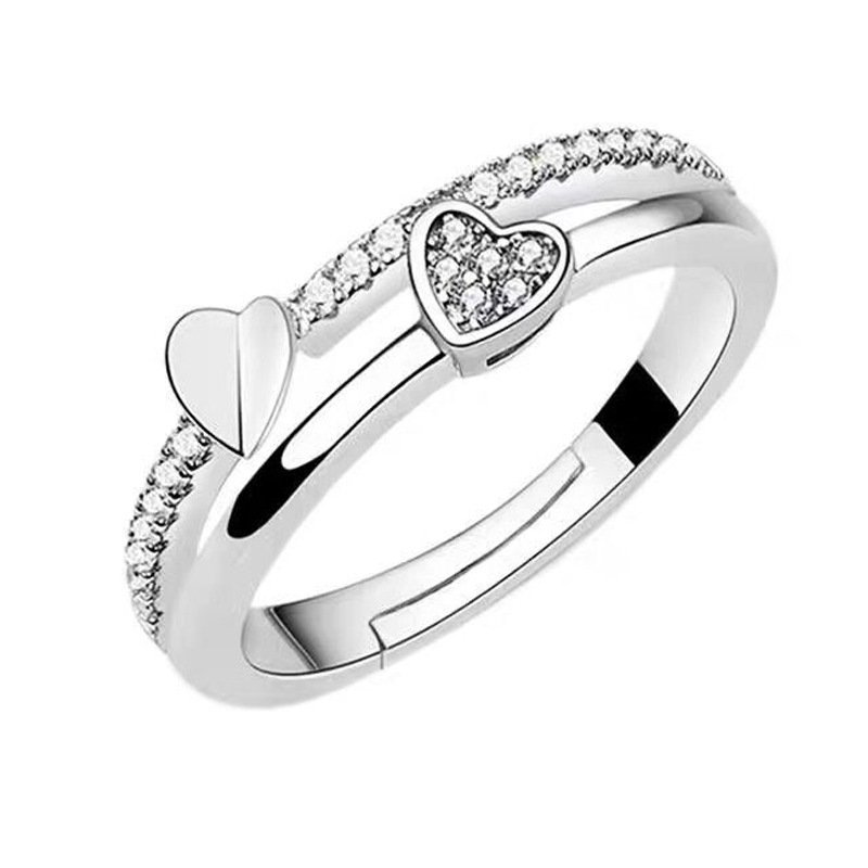 Silver love double ring ladies fashion female ring hand jewelry e-commerce accessories