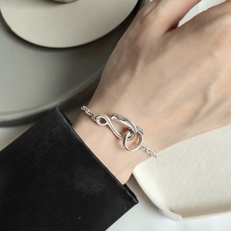 925 Sterling Silver Bracelet Silver Jewelry Heavy Industry Retro American Chain Design Style Buckle Bracelet Bracelet