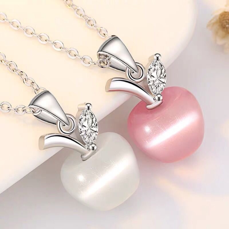 Jewelry 925 Sterling Silver Jewelry Opal Pendant Women's Platinum Apple Necklace Silver Pendant