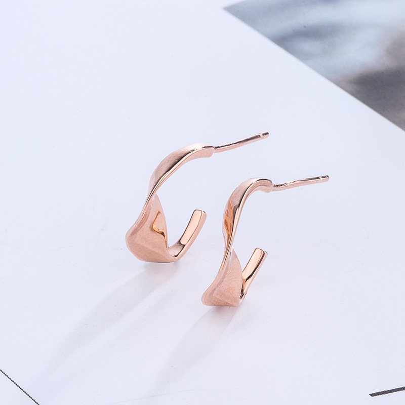 S999 sterling silver irregular earrings simple moon shape earrings earrings Christmas earrings